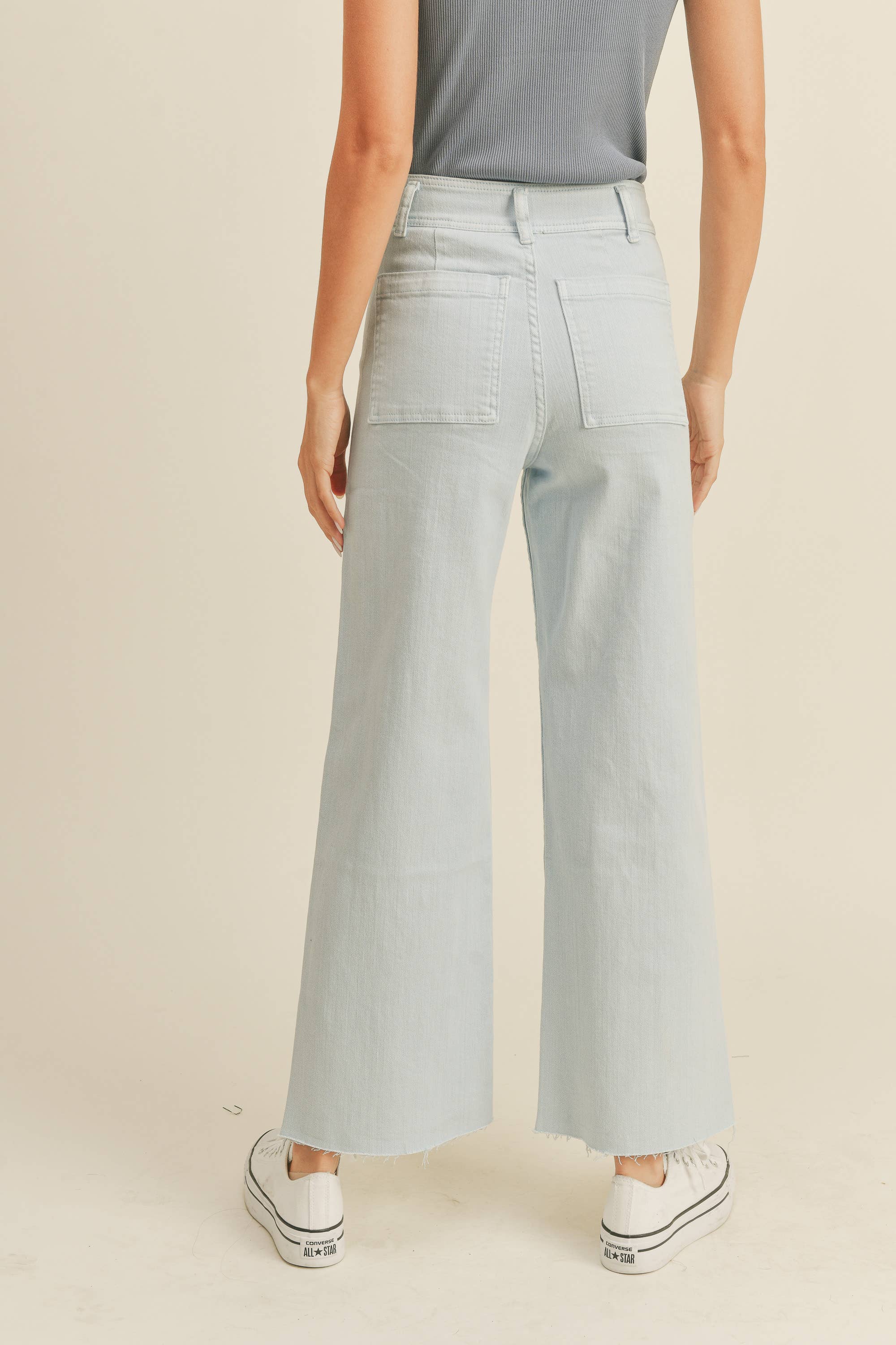 MMP623   STRAIGHT WIDE LEG DENIM PANTS