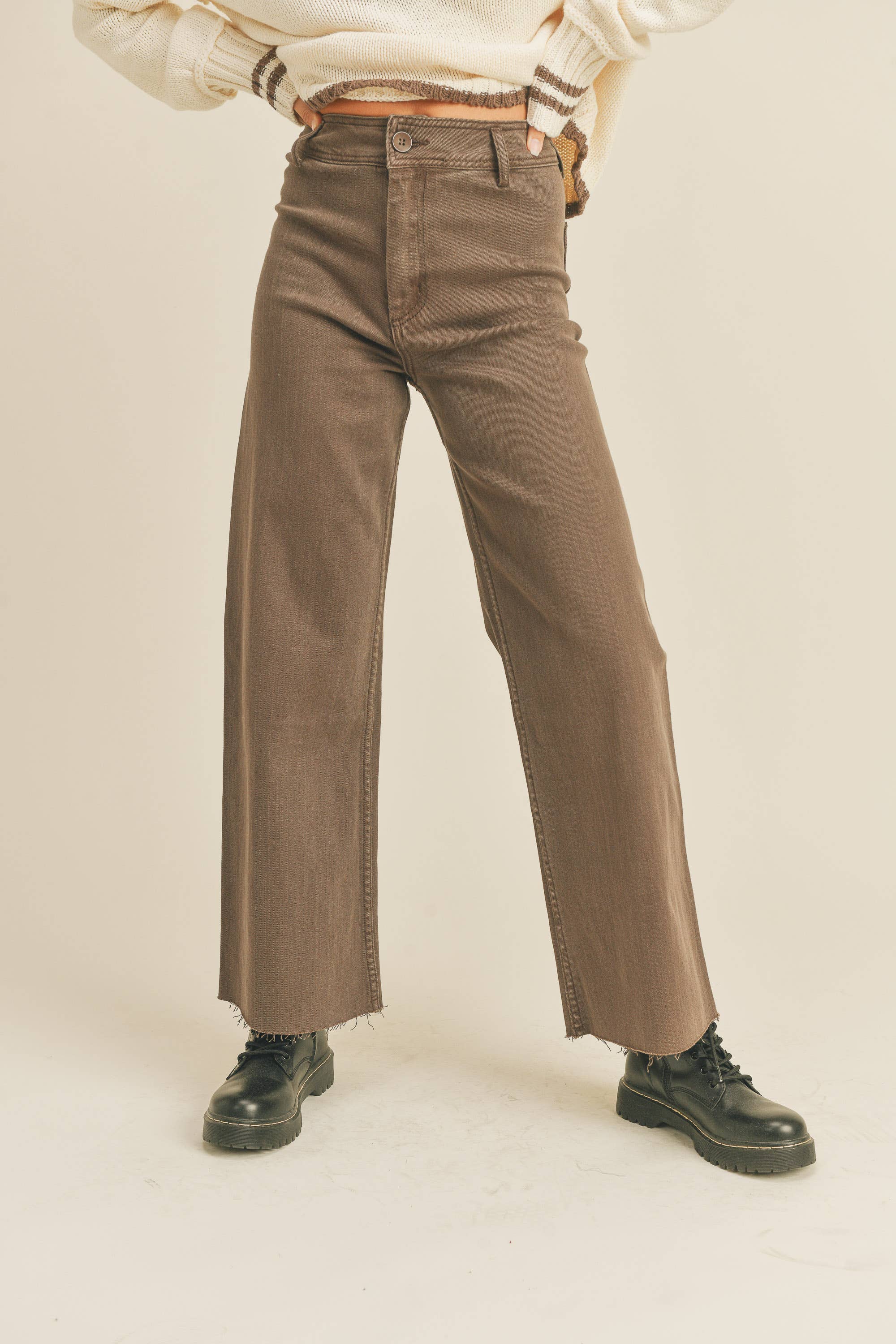 MMP623   STRAIGHT WIDE LEG DENIM PANTS