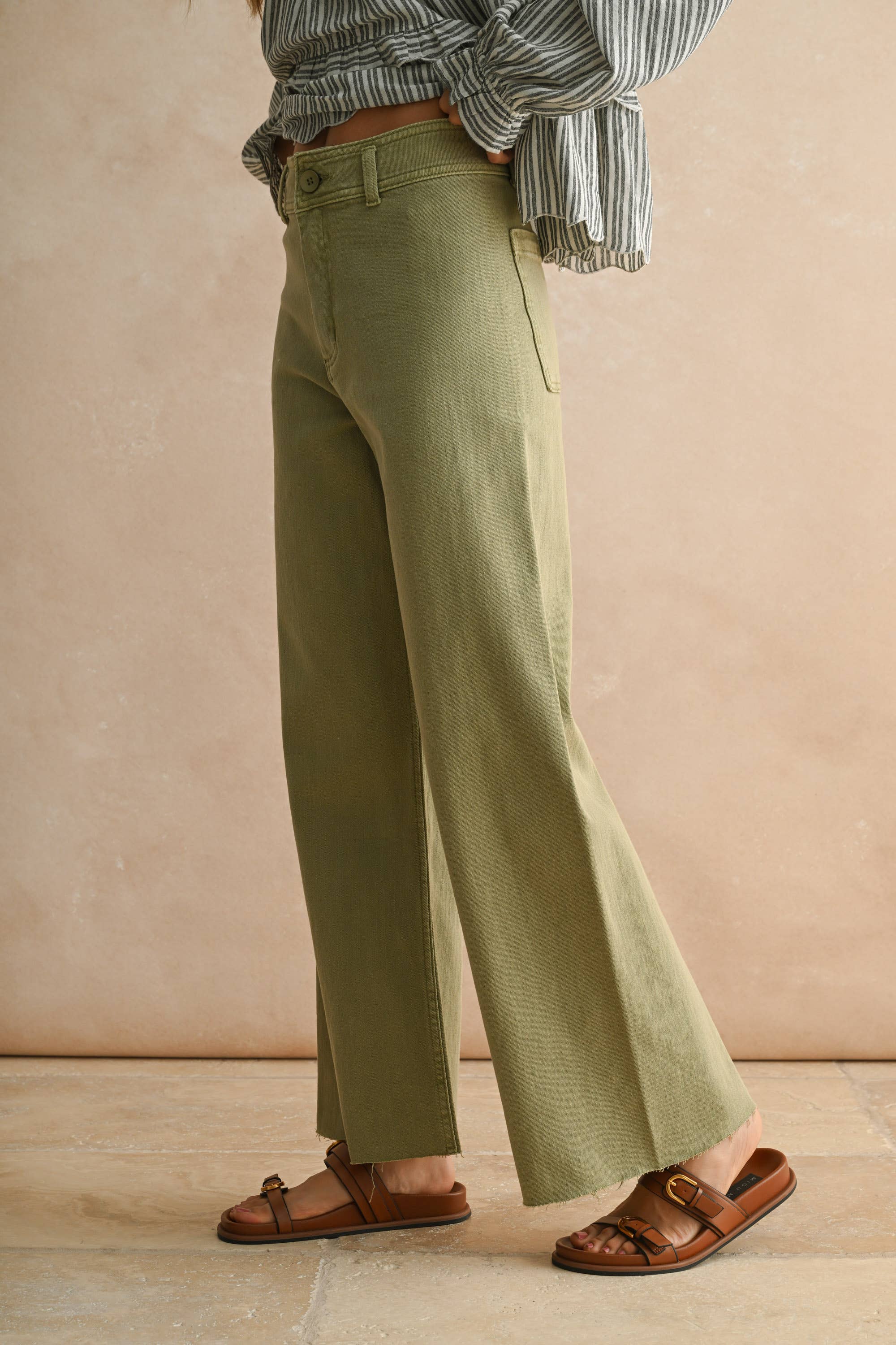 MMP623   STRAIGHT WIDE LEG DENIM PANTS