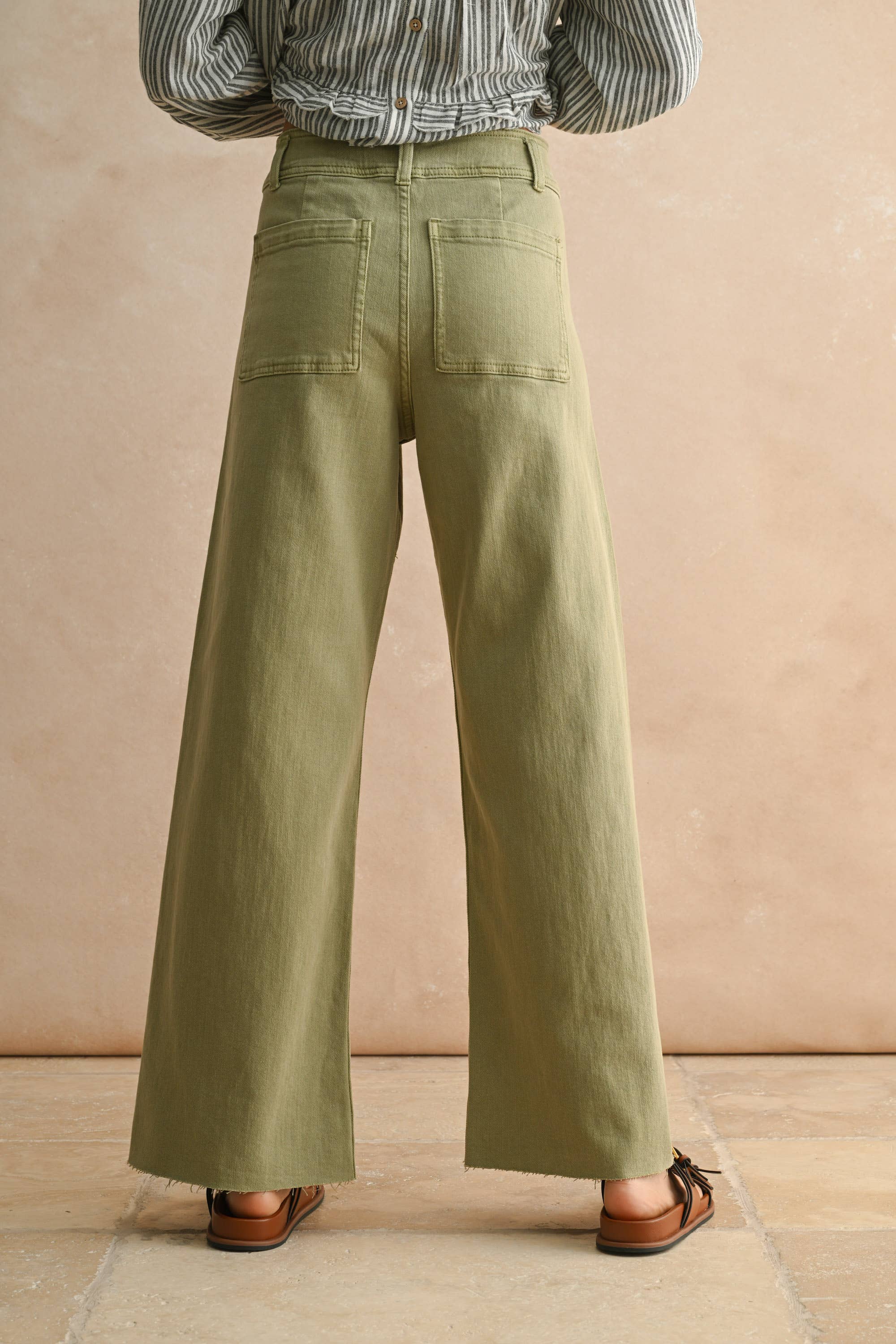 MMP623   STRAIGHT WIDE LEG DENIM PANTS