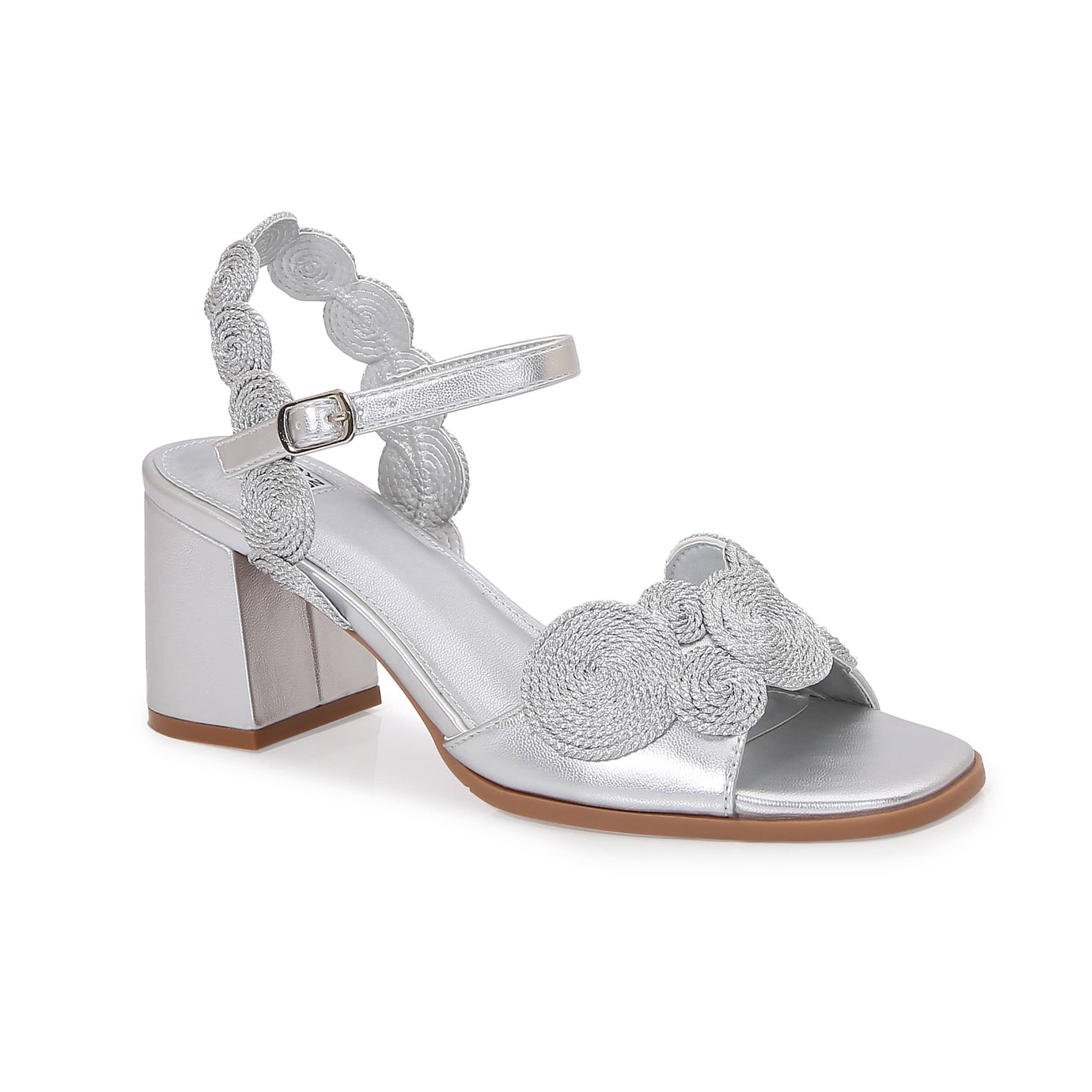 Valerie Embroidery Circles Block Heel Sandal