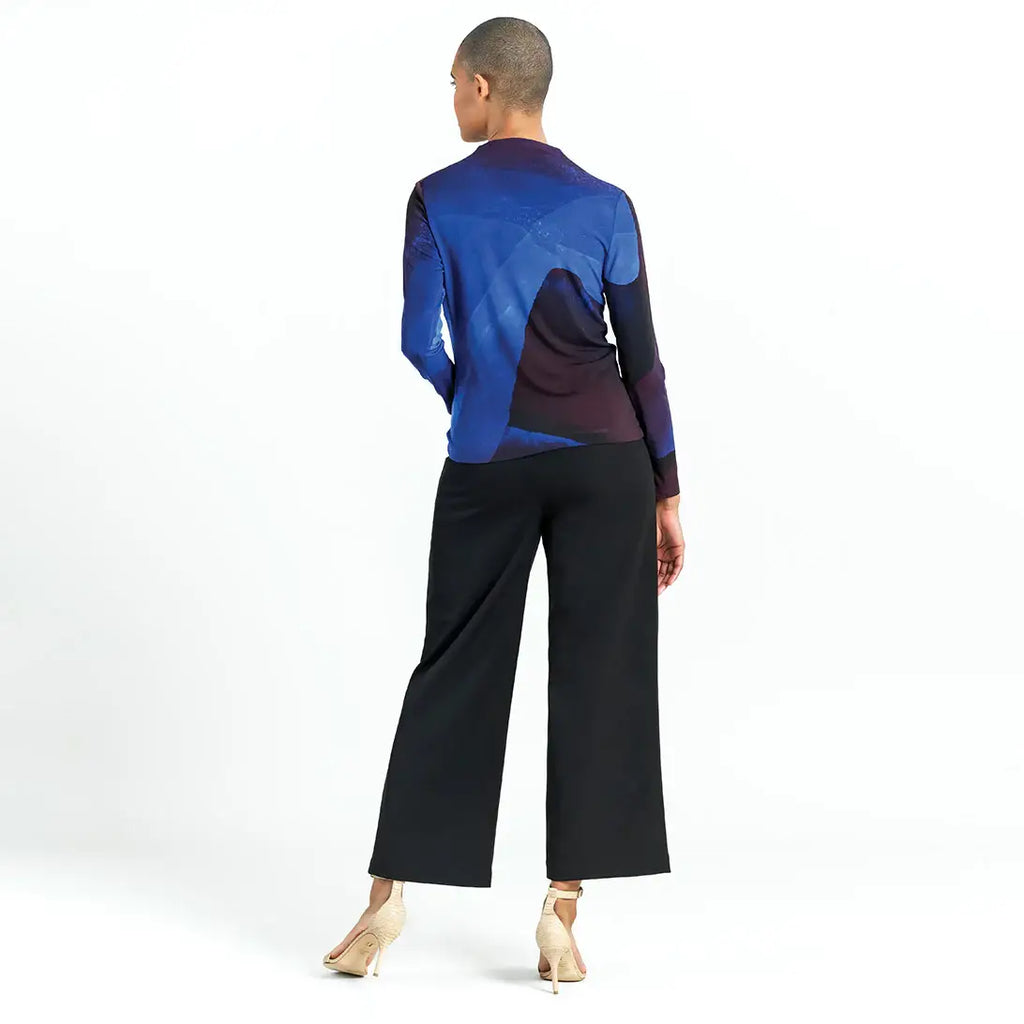 T411P1 - Draped Neck Side Ruched Top