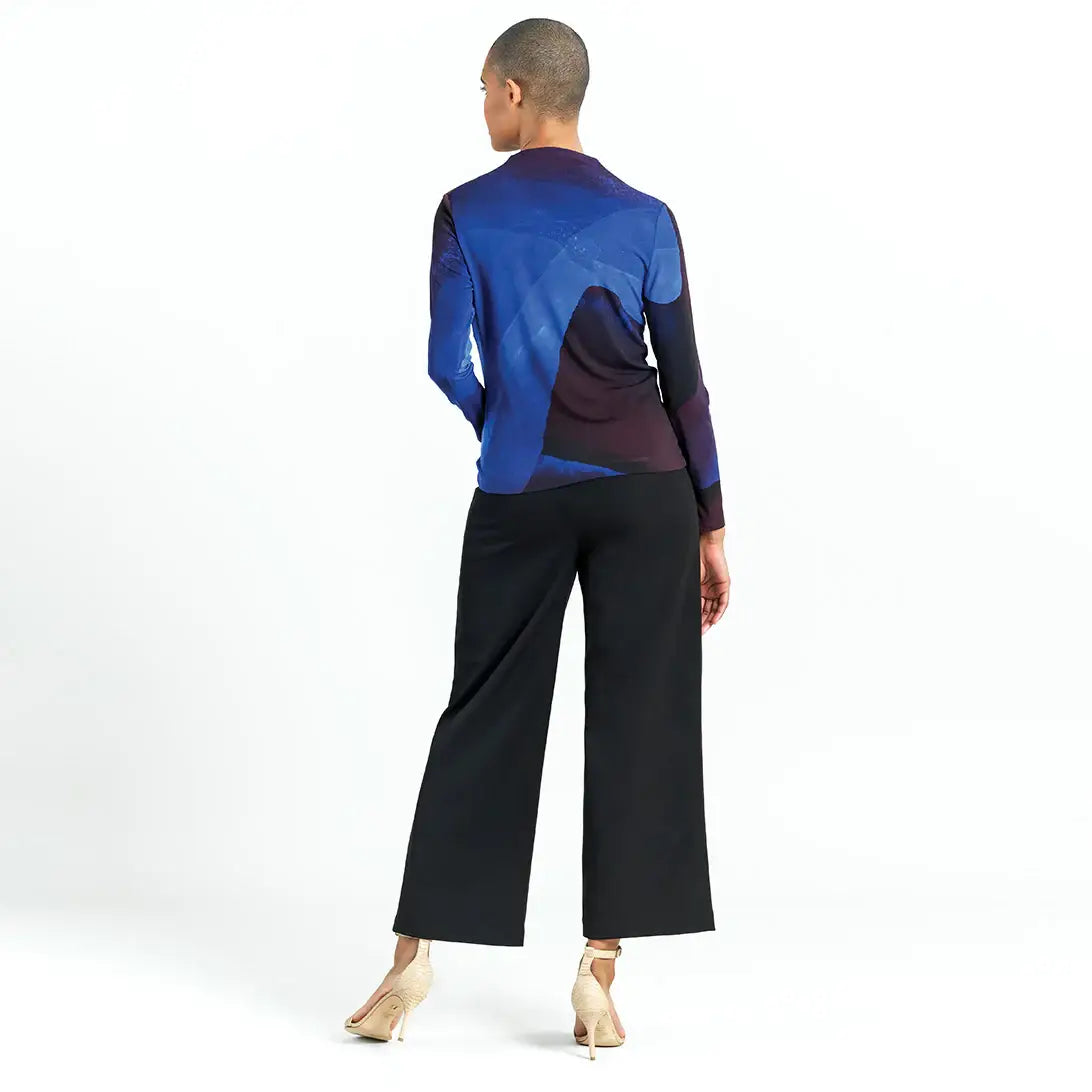 T411P1 - Draped Neck Side Ruched Top
