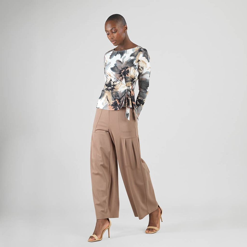 T12P12 - Gauze Knit - Side Tie Waist Top - Petal Whisper