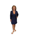Char Wrap Dress w/ 3/4 sleeve in Dark Navy