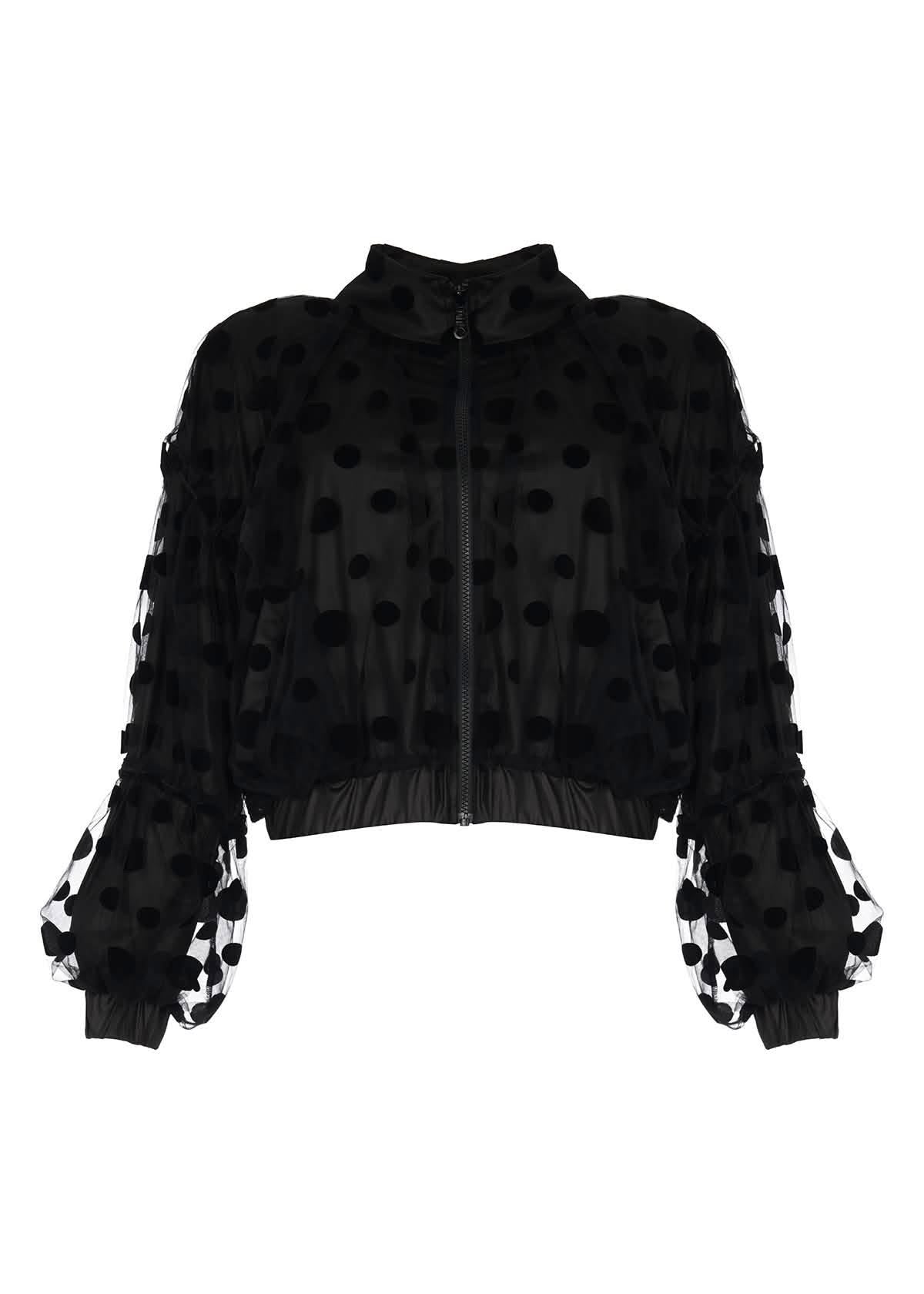 Alita Jacket in JOT - Jet Black Polka Dot