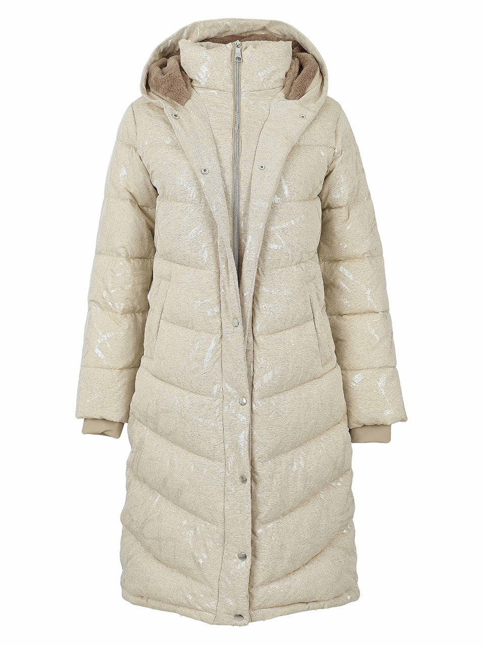 DOLCEZZA Taupe Calf Length Winter Woven Coat