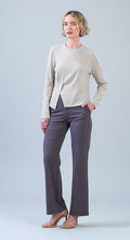 Ultra Soft Lounge Knit Top with Overlay Detail in Natural