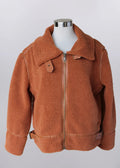 Bronze Sherpa Jacket with Faux Leather Trim