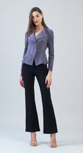 Classic Soft Suede Knit Moto Jacket in Violet