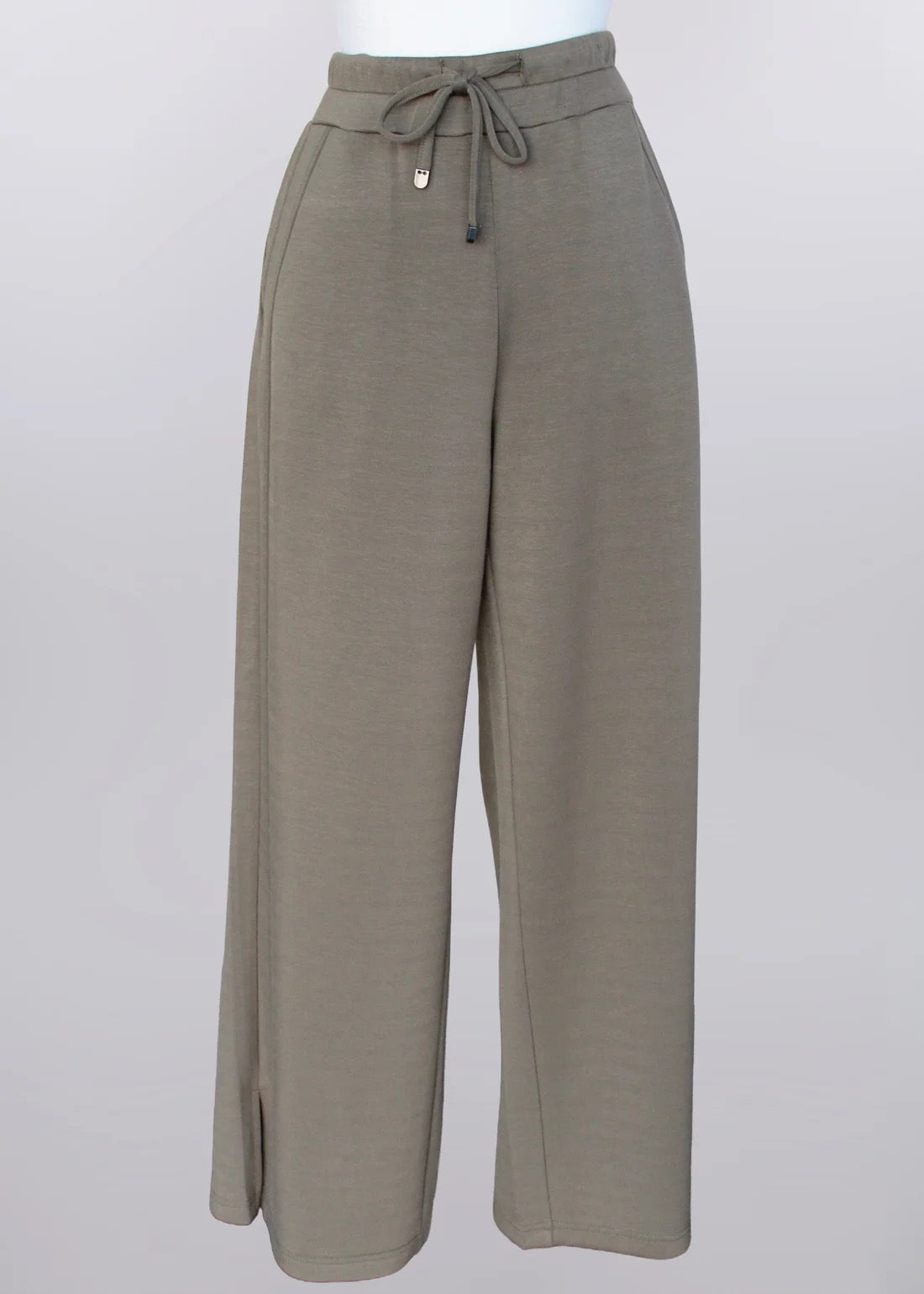 Olive Wide-Leg Pull On Pant