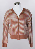 Chocolate Stripe Zip Front Sweater