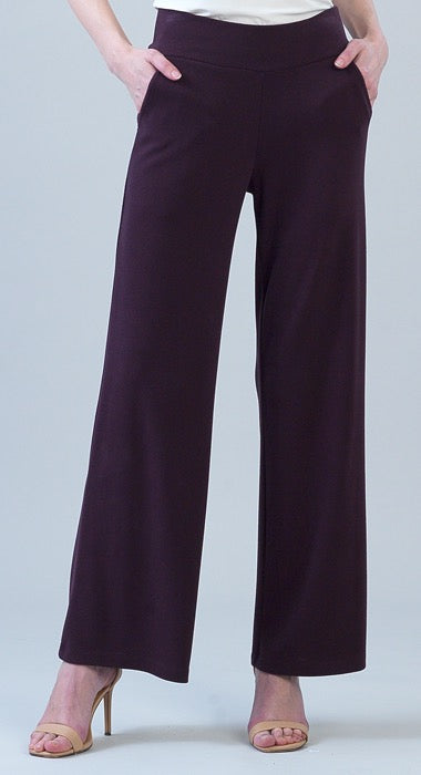 Lounge Knit Straight Leg Pull on Pant in Eggplant