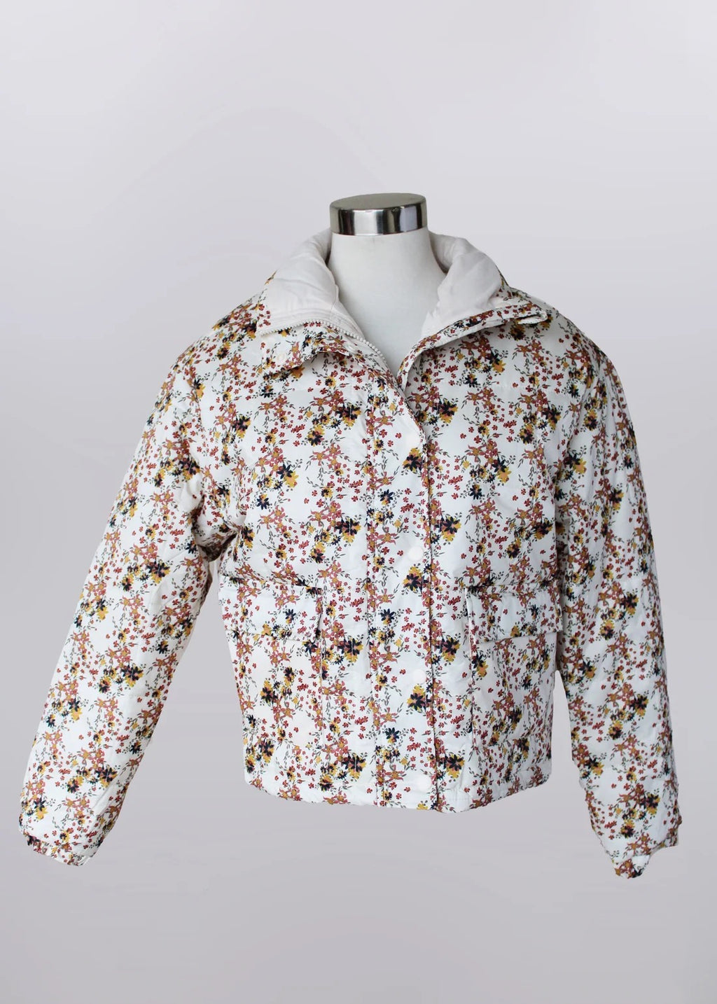 Ivory Floral Puff Jacket