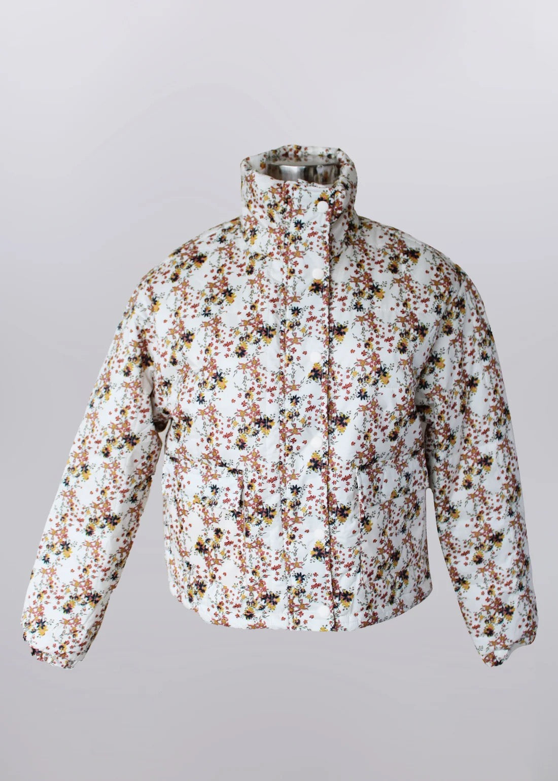 Ivory Floral Puff Jacket
