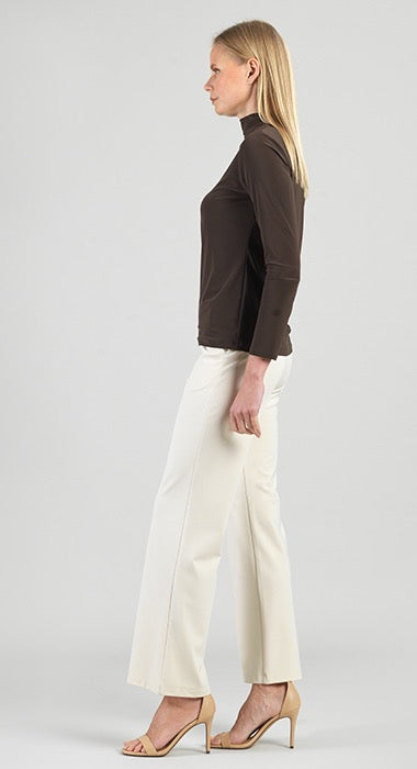 Soft Knit Mock Neck Basic Top in Brown