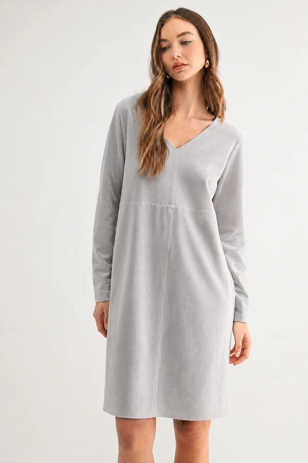 Aurora V Neck Dress in Silver