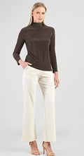 Soft Knit Mock Neck Basic Top in Brown