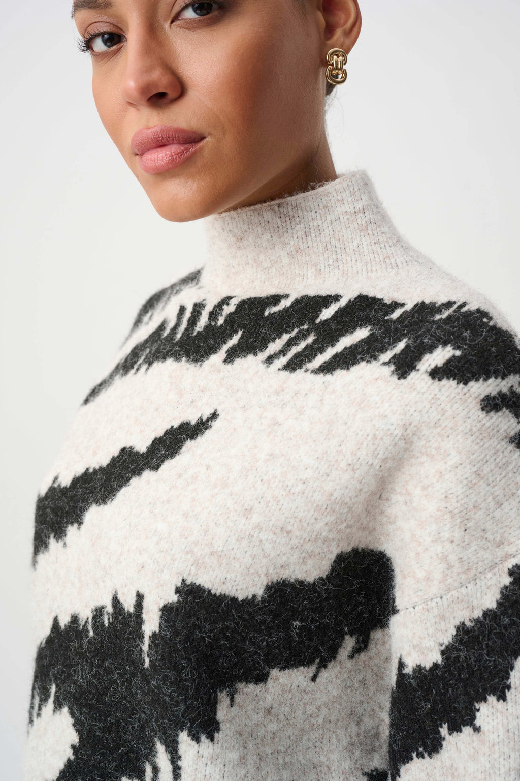 Animal Print Mock Neck Pullover