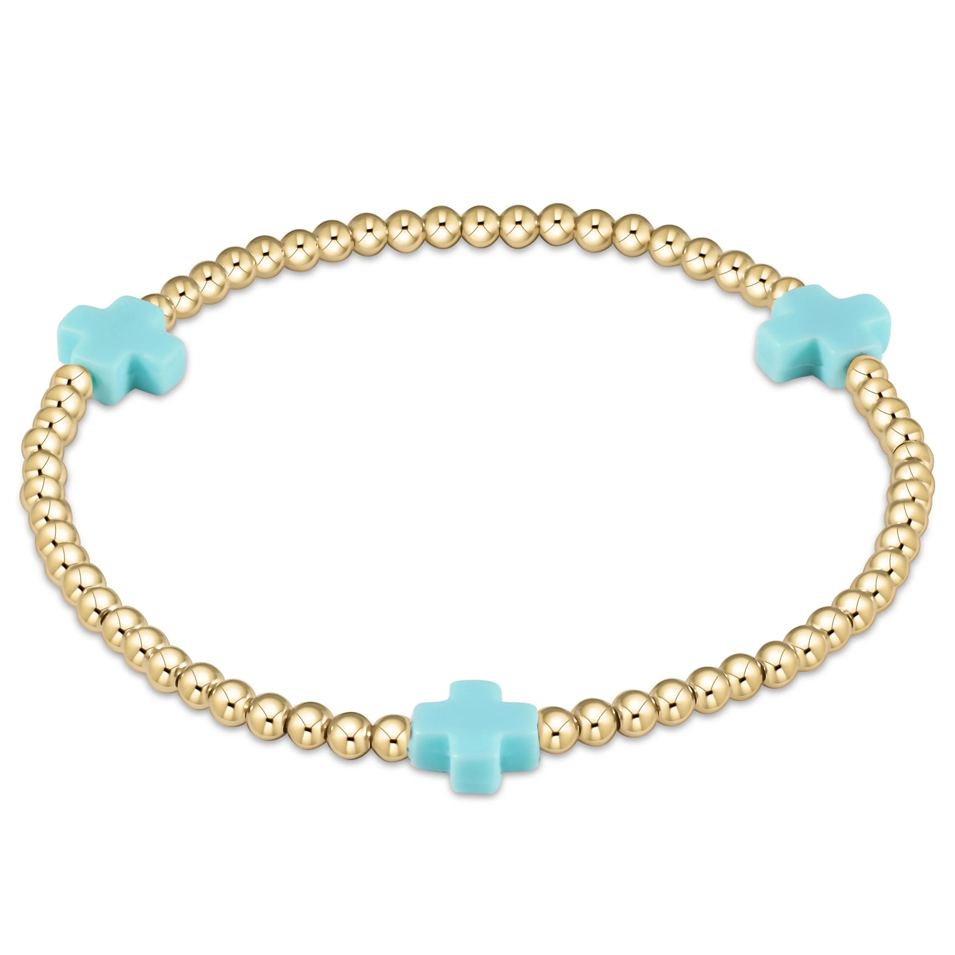 Xtends signature cross 3mm bracelet in turquoise