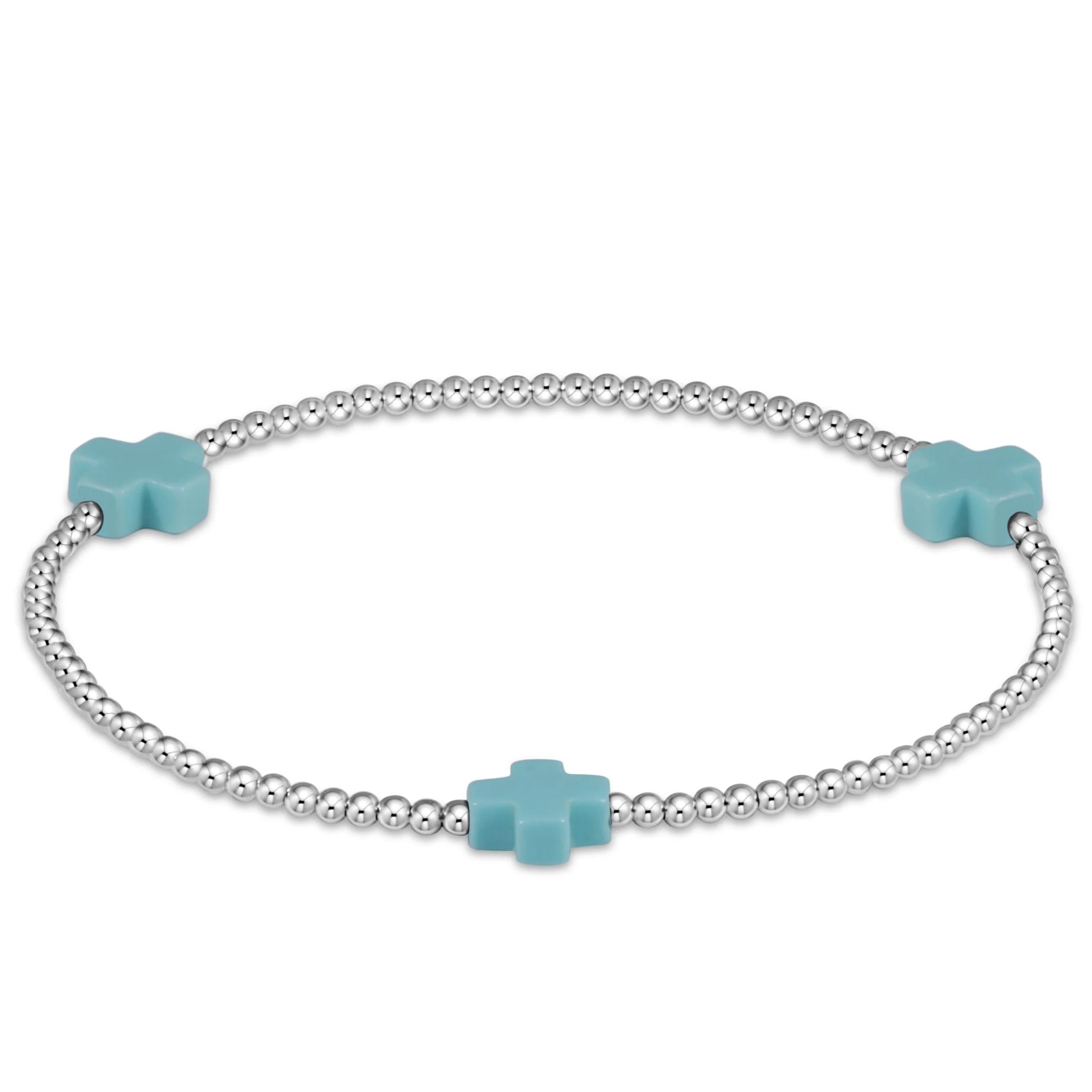 Signature cross 2mm sterling silver bracelet