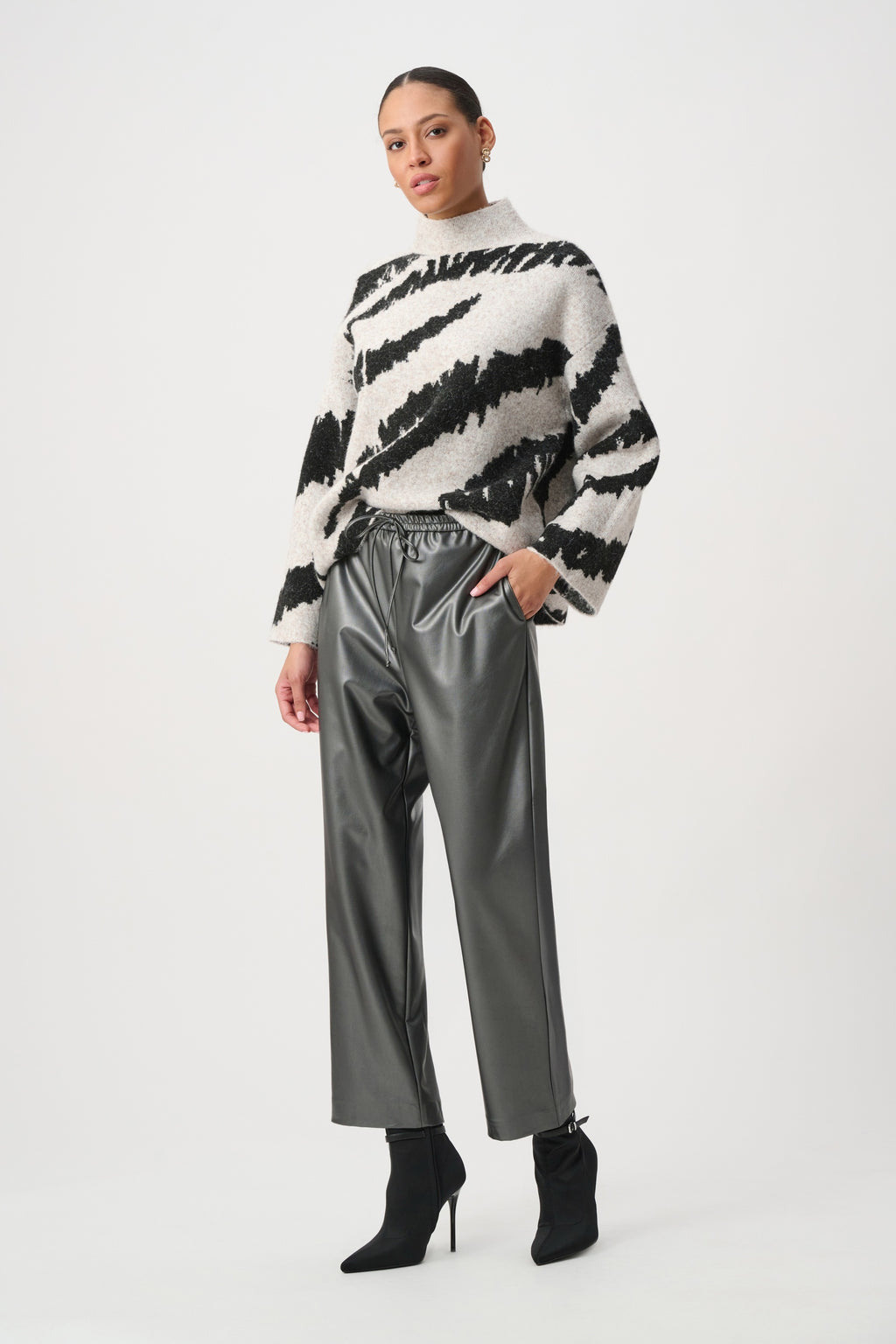 Animal Print Mock Neck Pullover
