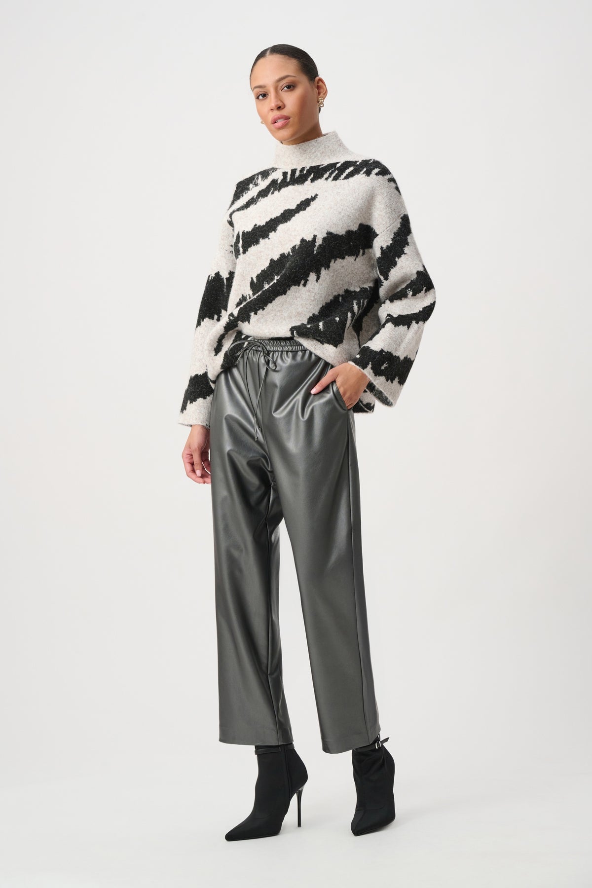 Animal Print Mock Neck Pullover