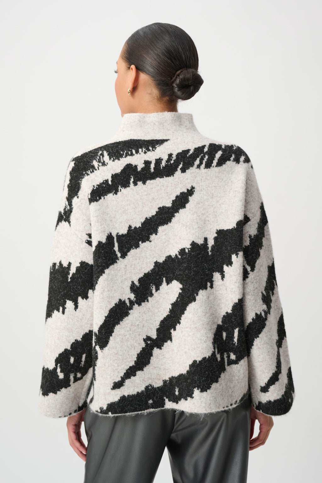 Animal Print Mock Neck Pullover