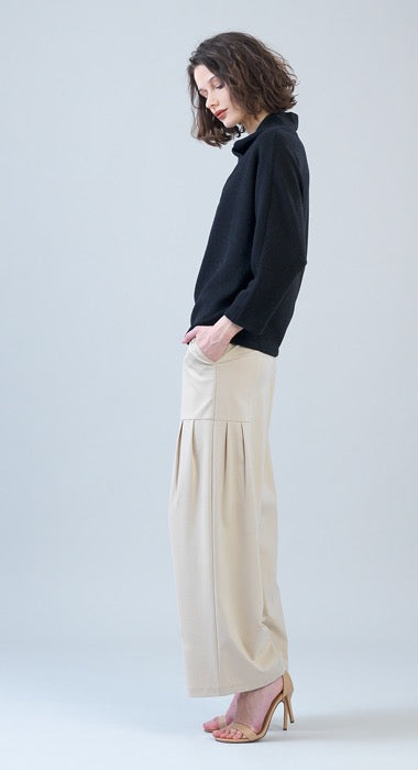 Ribbed Crossover Petal Neck Sweater in Black