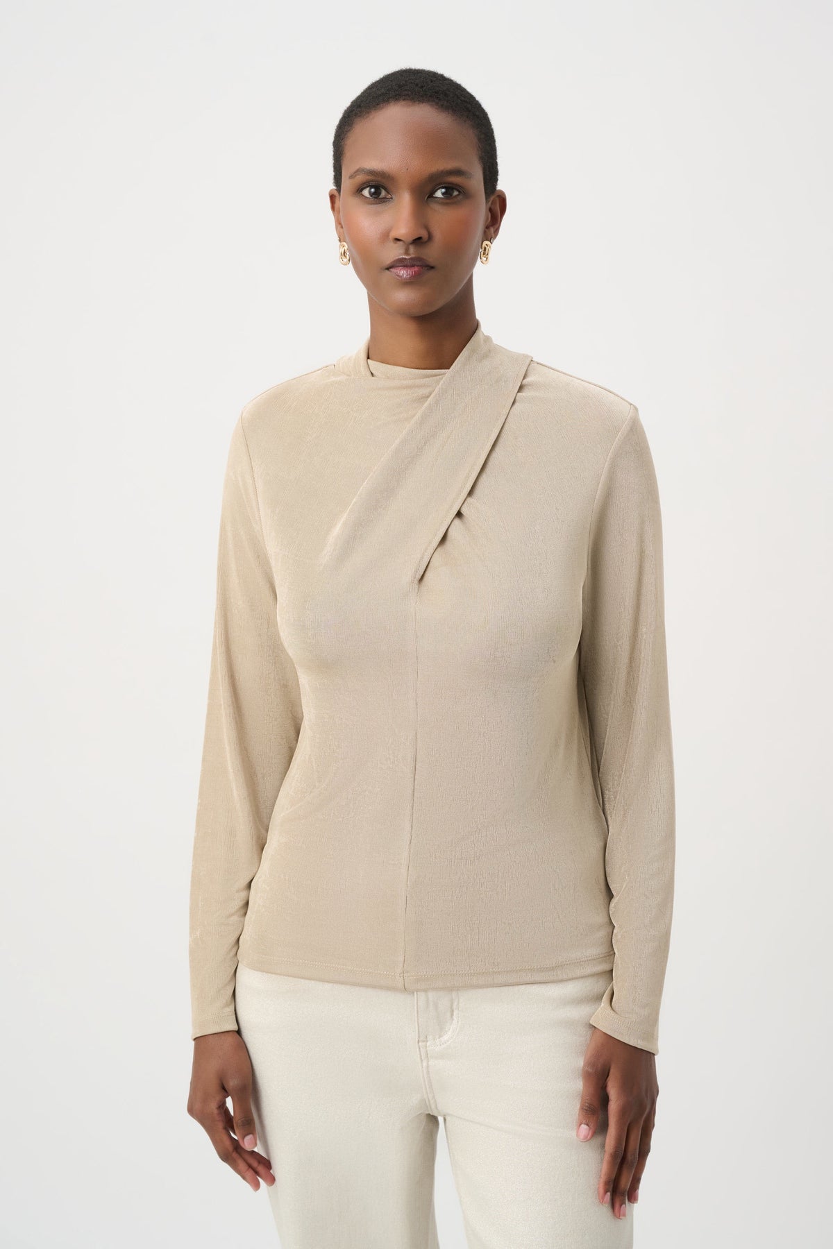 Twisted Mock Neck Top in Fawn