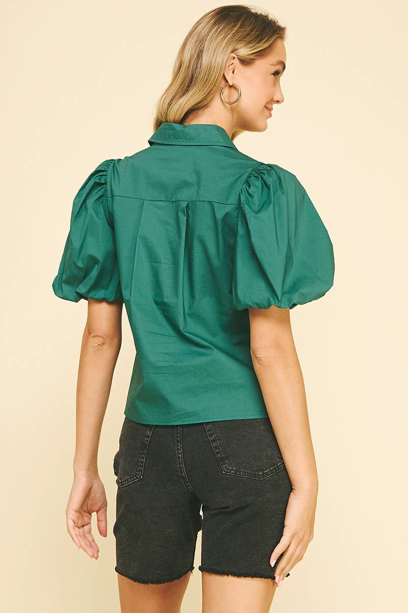 BUBBLE SLEEVE BLOUSE TOP - 5707TB