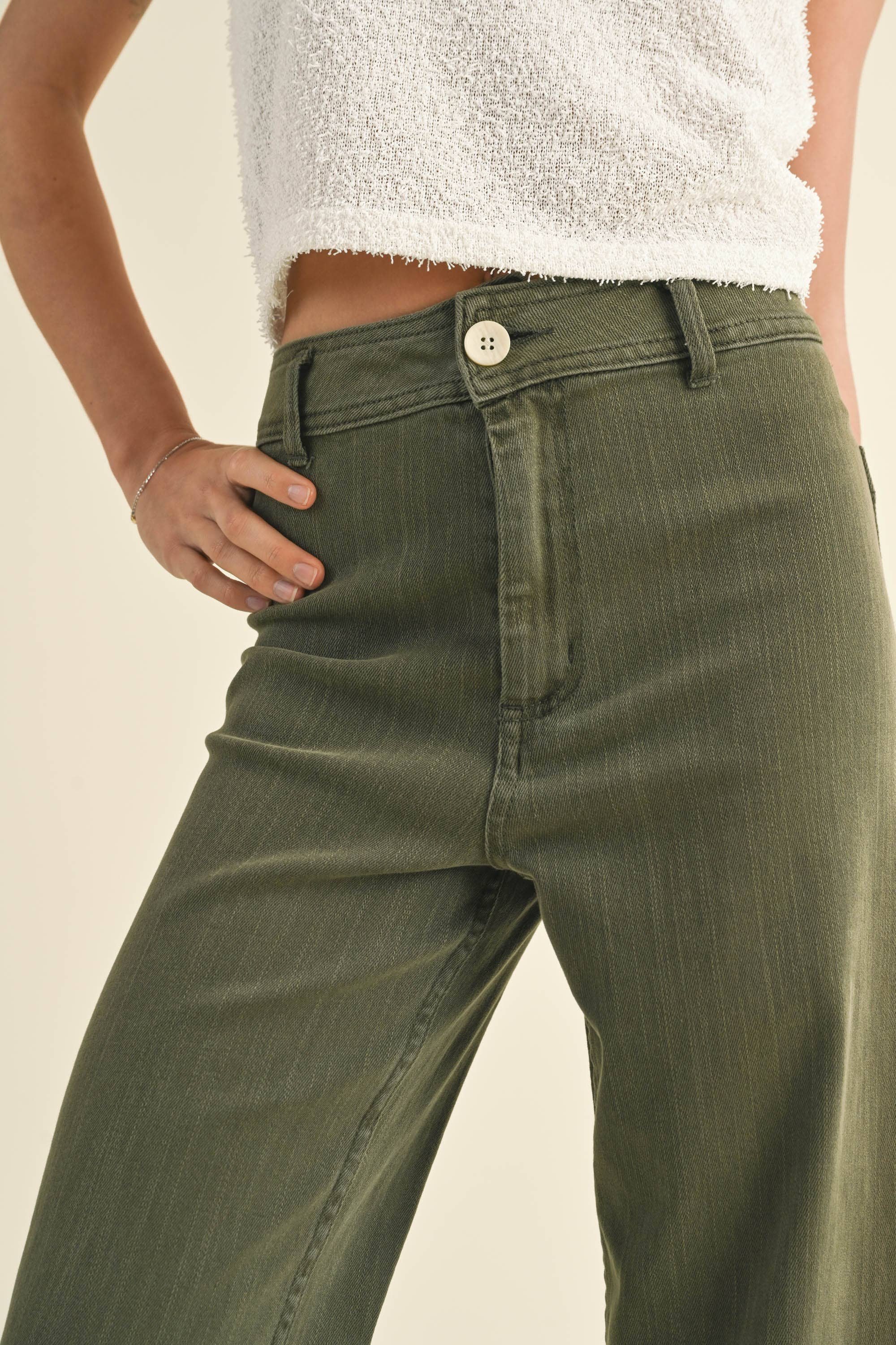 MMP623   STRAIGHT WIDE LEG DENIM PANTS