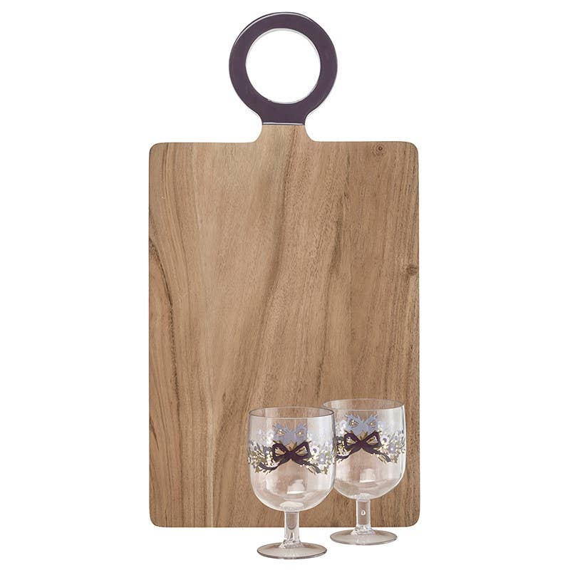 Wood Board with Enamel Handle - Large - Aubergine