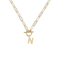 Toggle Initial Necklace in Gold - N