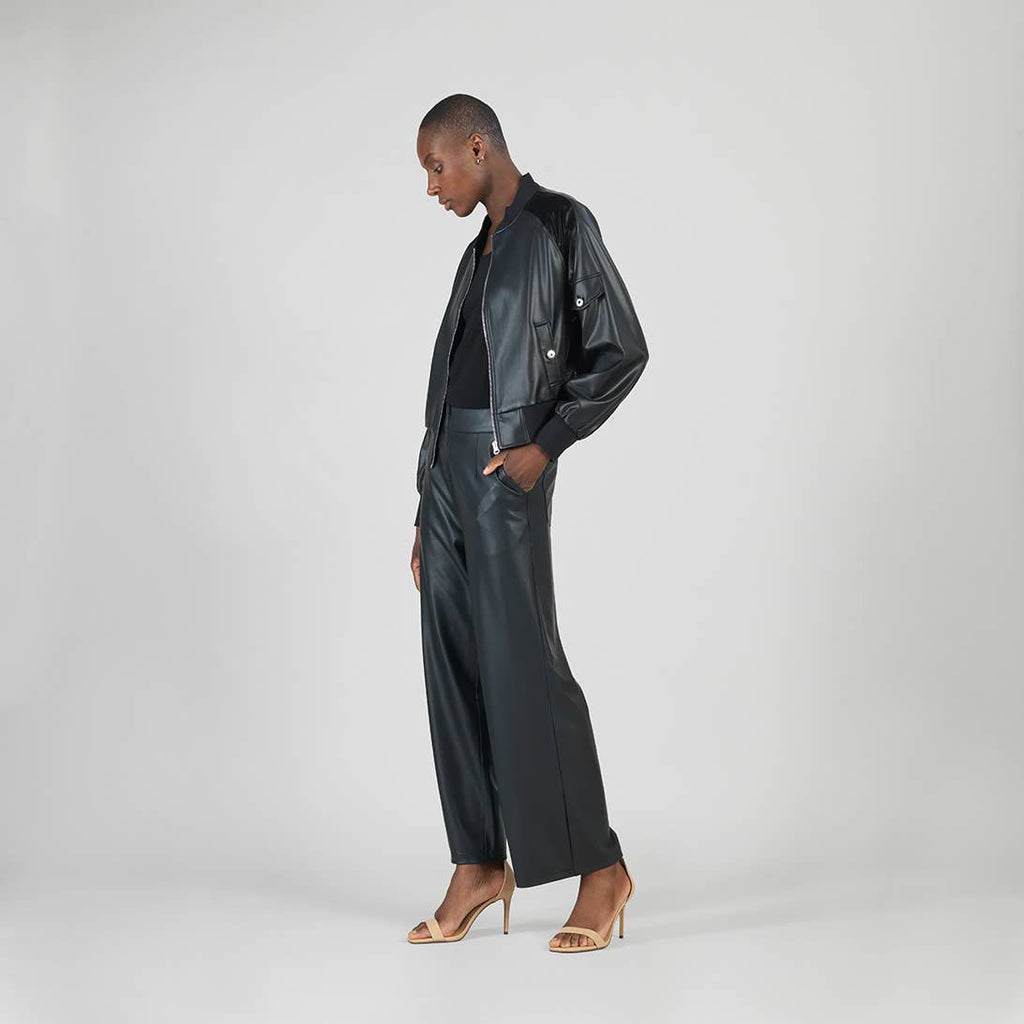 JKBOMH - Liquid Leather™ + Vinyl Panel Varsity Bomber Jacket