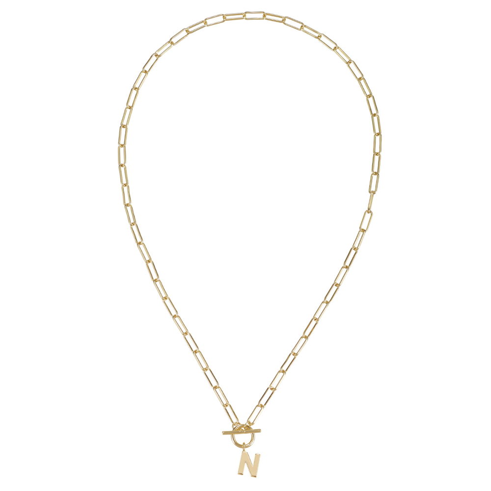 Toggle Initial Necklace in Gold - N