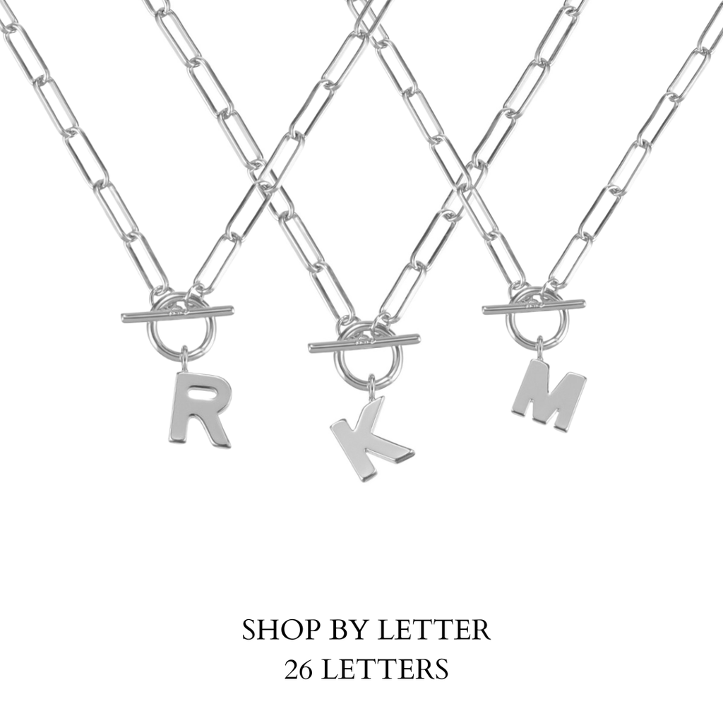 Toggle Initial Necklace in Silver