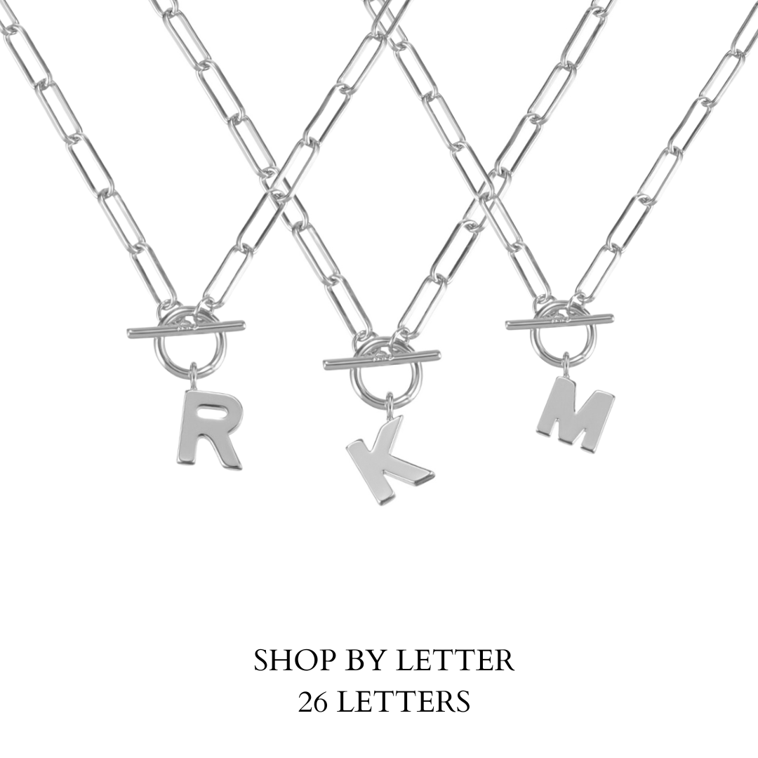 Toggle Initial Necklace in Silver