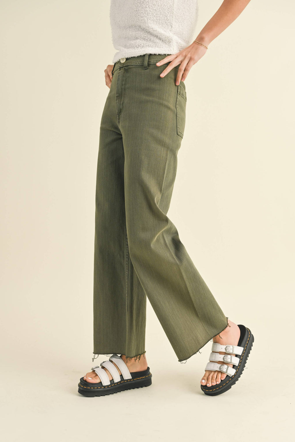 MMP623   STRAIGHT WIDE LEG DENIM PANTS