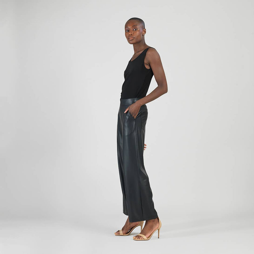 PT81L - Liquid Leather™ - Sheen Zip Closure Loose Leg Pant