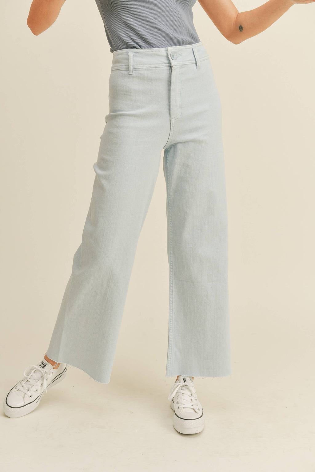 MMP623   STRAIGHT WIDE LEG DENIM PANTS