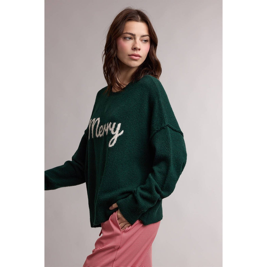 'MERRY' CHRISTMAS GRAPHIC CREW NECK SWEATER