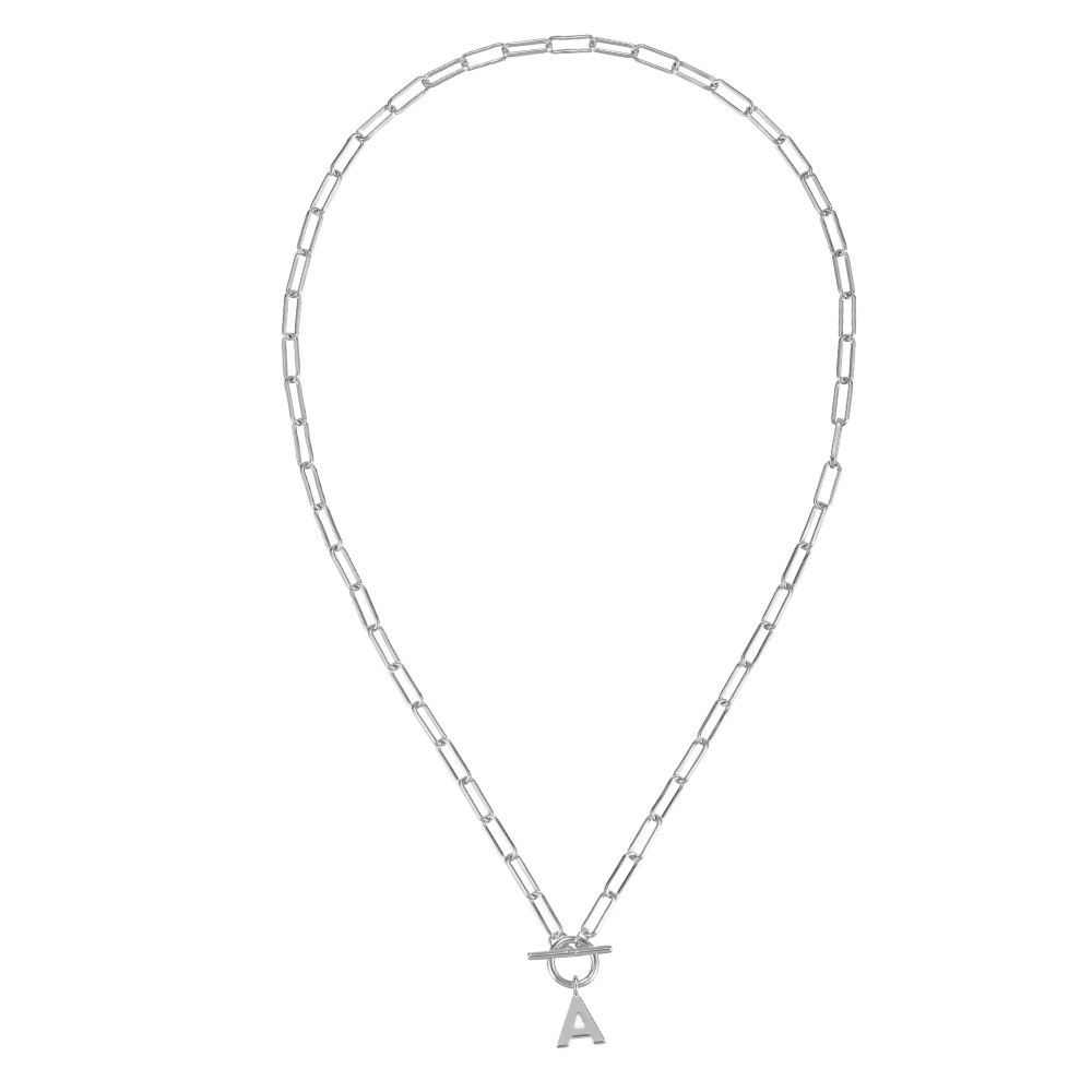 Toggle Initial Necklace in Silver
