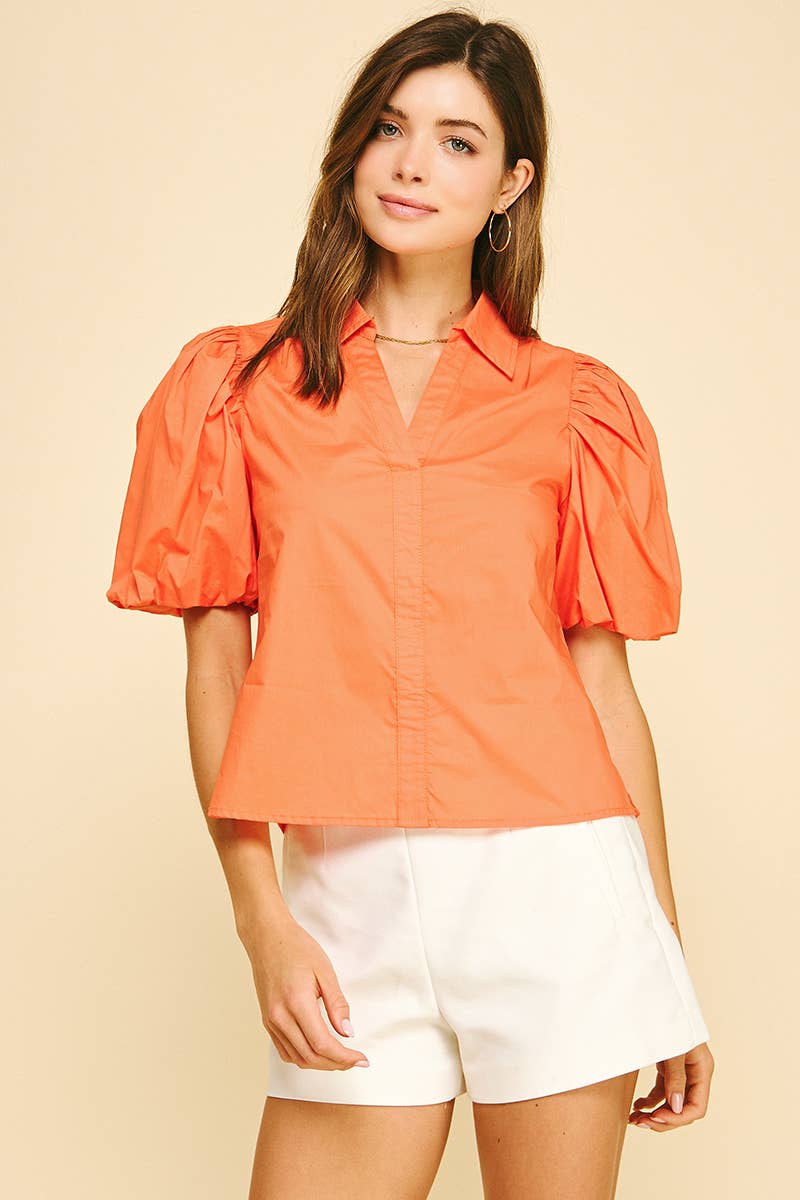 BUBBLE SLEEVE BLOUSE TOP - 5707TB