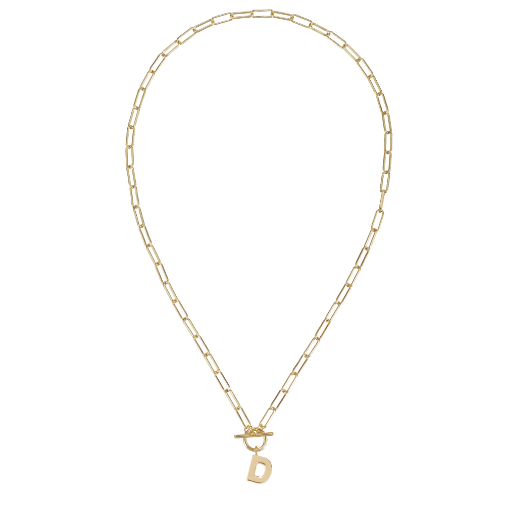 Toggle Initial Necklace in Gold - D