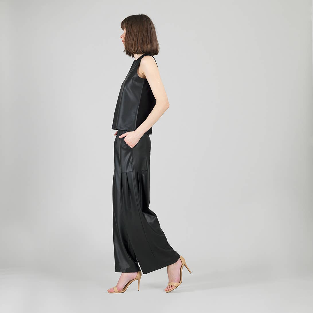 TK24LR - Liquid Leather™ Sheen Two-Tone Jewel Neck Tank