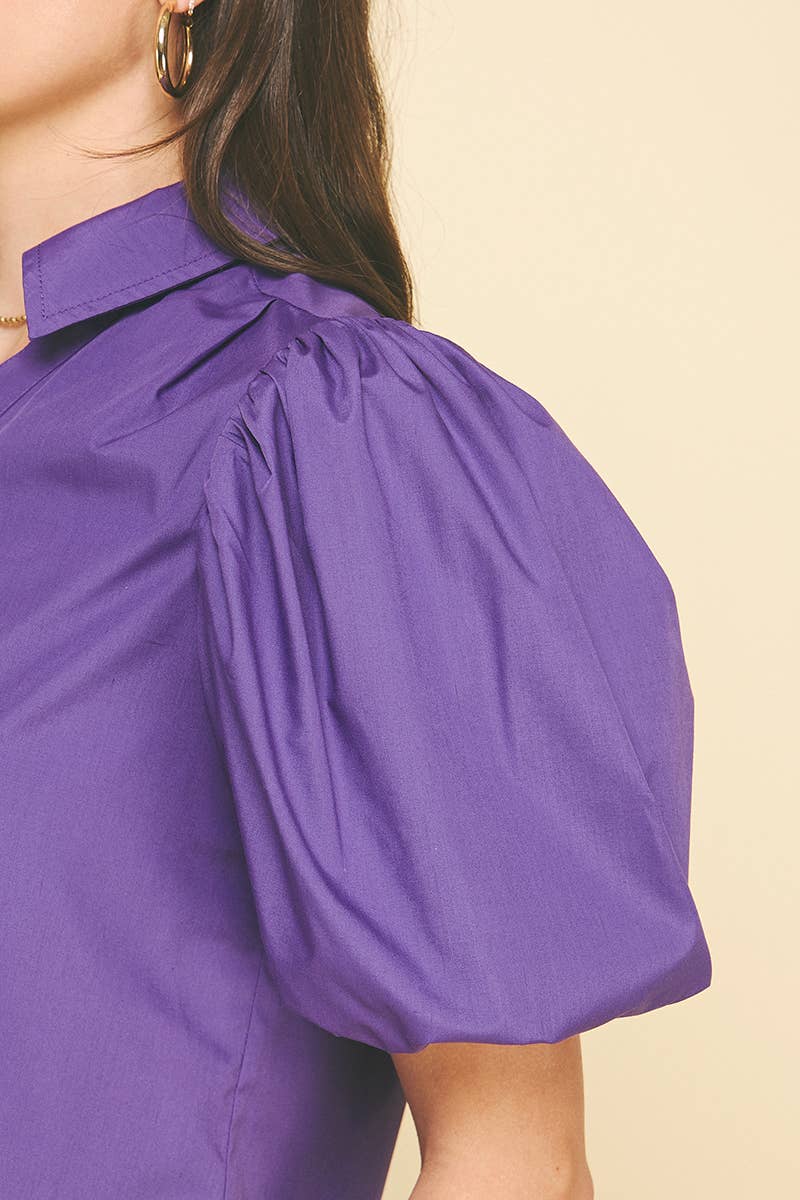 BUBBLE SLEEVE BLOUSE TOP - 5707TB