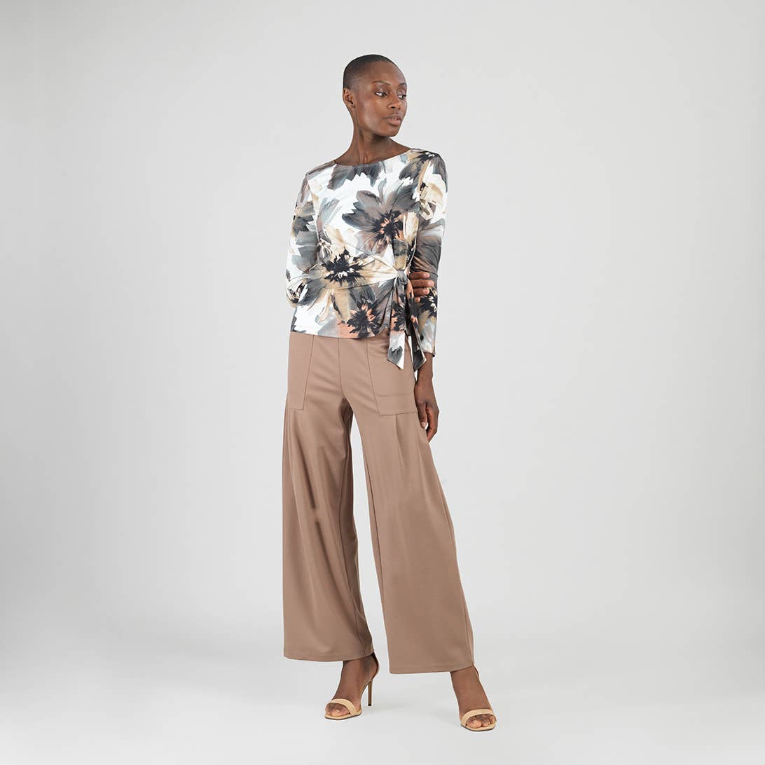 T12P12 - Gauze Knit - Side Tie Waist Top - Petal Whisper