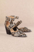 HENDRIX TRIPLE BELT STRAP POINTED TOE BLOCK HEELS