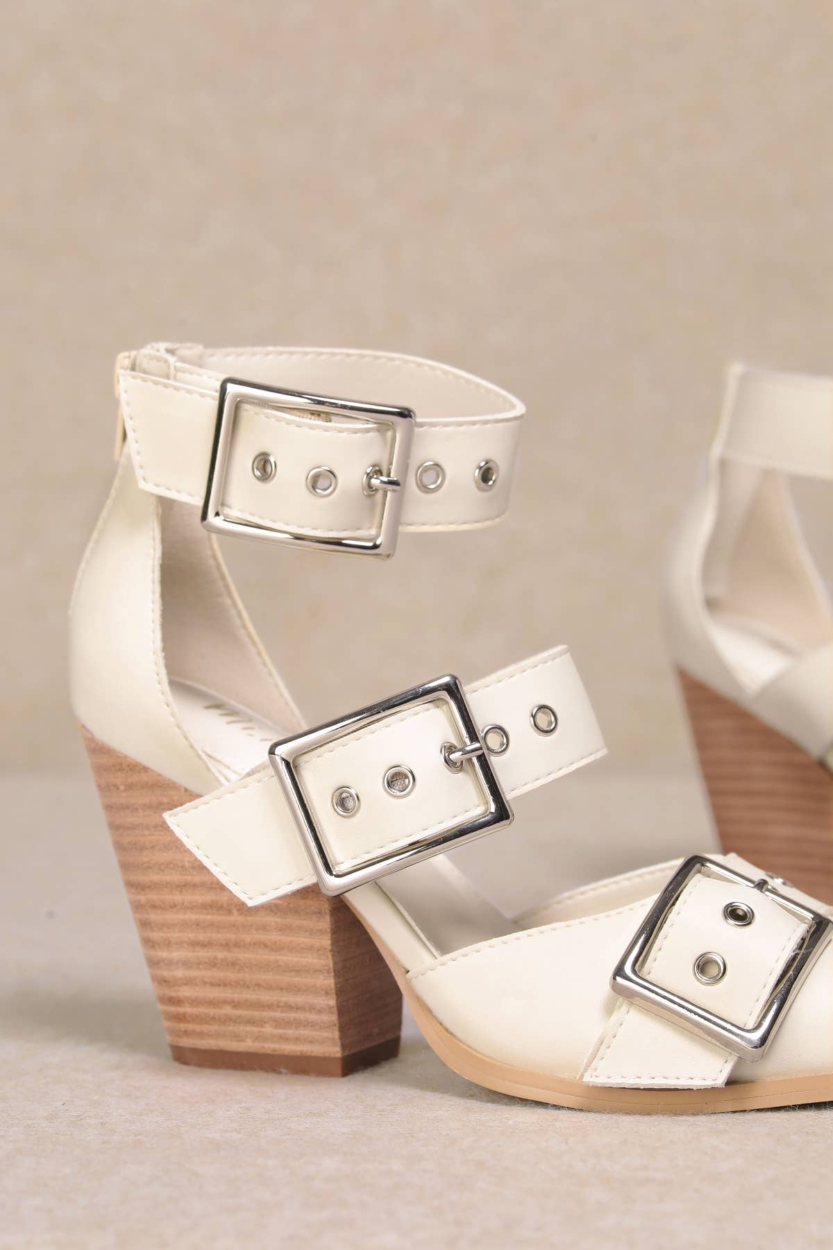 HENDRIX TRIPLE BELT STRAP POINTED TOE BLOCK HEELS